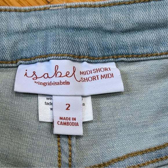 Ingrid & Isabel Midi Short Maternity Jeans Shorts 2 Vintage Stretch New - Picture 3 of 8